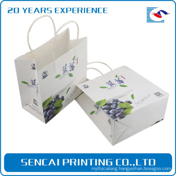 White fruit paper bag /Wholesale design raw materials of paper bag with handles